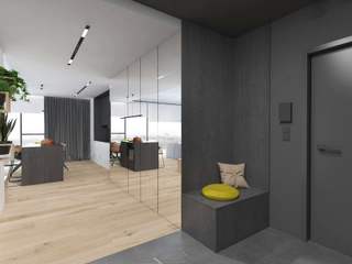 Projekt apartamentu w Lublinie, PASS architekci PASS architekci Pasillos, vestíbulos y escaleras modernos