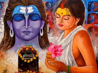 Pick Artistic “Pujaran of shiva” Shiva Painting from Indian Art Ideas!, Indian Art Ideas Indian Art Ideas Paredes y pisos de estilo asiático