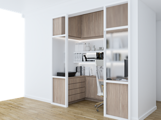 Escritório Nicho NURE Interiores Modern Study Room and Home Office escritório,moderno,minimalista,arrumação,nogueira,madeira,home office