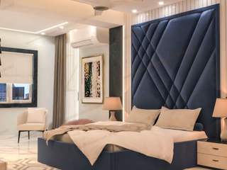 Modern Blue Bed Back Design Ideas For Your Bedroom|Modern Bed room Bed back wall design, The Artwill Interior The Artwill Interior Dormitorio principal