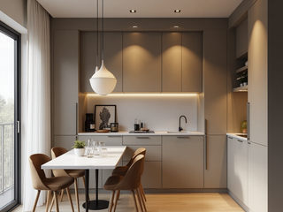 Minimalist micro-apartment, Desirée Vaquier_homify Desirée Vaquier_homify Kitchen units