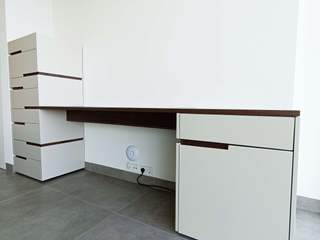 Casa Palma NURE Interiores Modern Study Room and Home Office Luxo,moderno,irreverente,madeira,nogueira,lacado,cores neutras,beges,taupe,minimalista,intemporal,sofisticado