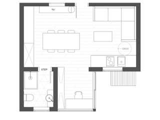 Smart Renovation homify Modern Living Room Rettangolo, Schematico, Parallelo, Font, Piano, Disegno, Disegno tecnico, Diagramma, Modello, Piano terra