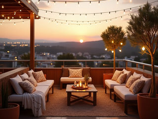 Rooftop terrace with boho seating, Desirée Vaquier_homify Desirée Vaquier_homify Patios & Decks