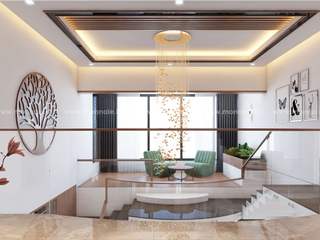 Stylish First Floor Living: Inspiring Interior Designs, Monnaie Interiors Pvt Ltd Monnaie Interiors Pvt Ltd Phòng khách