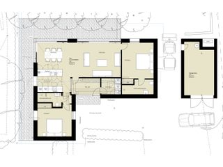 Cotswold Annexe Resonant Architecture Single family home Property, Product, Plan, Rectangle, Diagram, Technical drawing, Schematic, Drawing, Parallel, Floor plan