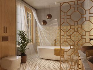 Oasis marroquí: estilo moderno con detalles en cobre, Cerames Cerames Baños