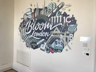 Bloom London Wall Graphic, Wallboss Ltd Wallboss Ltd Espaços comerciais