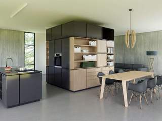 w3 livingCube Granitgrau & Eiche , SW retail + interior Design SW retail + interior Design غرفة المعيشة