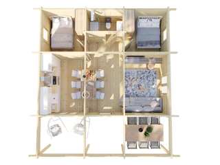 Two Bedroom Log Cabin Holiday R / 40 m2 / 8 x 8 m / 70 mm, Summerhouse24 Summerhouse24 Casas prefabricadas