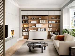 Multifunktionales Wohnzimmer mit Schrankbett, Livarea Livarea Minimalist living room Chipboard White