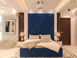 Beautiful bedroom design with head panel by the best interior designer in Patna , The Articien Constructions & Interior The Articien Constructions & Interior غرفة النوم الرئيسية