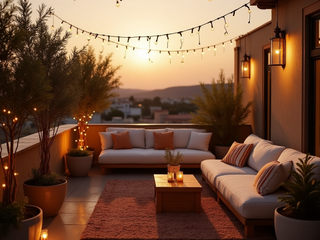 Rooftop terrace with boho seating, Desirée Vaquier_homify Desirée Vaquier_homify Patios & Decks