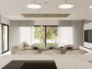 Aménagement d'une villa neuve en construction près de Lyon, Tiffany FAYOLLE Tiffany FAYOLLE Salas de estilo minimalista