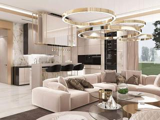 THE NEW DEFINITION OF LUXURY | Elegancki salon z kuchnią, ARTDESIGN architektura wnętrz ARTDESIGN architektura wnętrz Salas de estar modernas