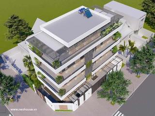 Thiết kế nhà phố 2 mặt tiền 3 tầng 1 tum mặt tiền 6m tại Bình Phước, NEOHouse NEOHouse Casas unifamiliares