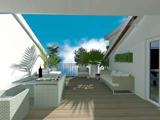 Progettazione Zona Giorno in Mansarda Angela Archinà Progettazione & Interior Design Moderner Balkon, Veranda & Terrasse