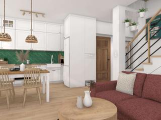 Mieszkanie 2-kondygnacyjne , Justyna Lewicka Design Justyna Lewicka Design Rustik Yemek Odası