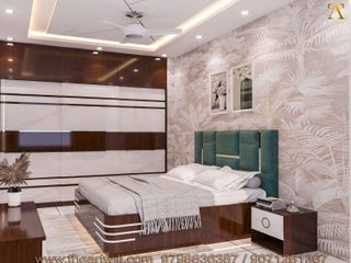 Beautiful bedroom design with head panel by the best interior designer in Patna , The Artwill Constructions & Interior The Artwill Constructions & Interior Master bedroom