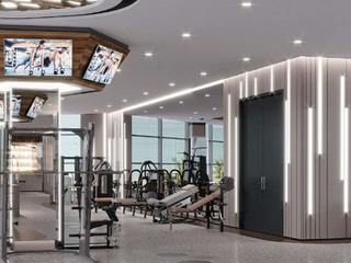 Project Description: Fitness Center Interior Design and Equipment, Luxury Antonovich Design Luxury Antonovich Design Modern Gym