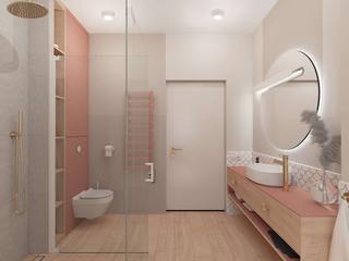 Łazienka w mozaice i brzoskwini, meinDESIGN meinDESIGN Modern bathroom