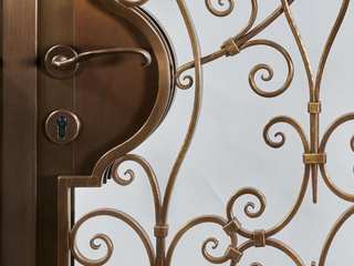Burnished brass entrance door "Algae", VilliZANINI Wrought Iron Art Since 1655 VilliZANINI Wrought Iron Art Since 1655 Cửa trước