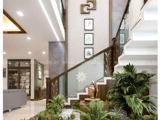 Interior Designs of Stair & Courtyard, Living, Kitchen and Dining., Monnaie Architects & Interiors Monnaie Architects & Interiors Escaleras