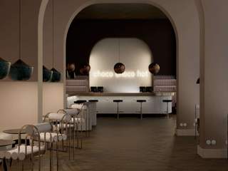 A modern and elegant chocolate lounge, Cerames Cerames Spazi commerciali