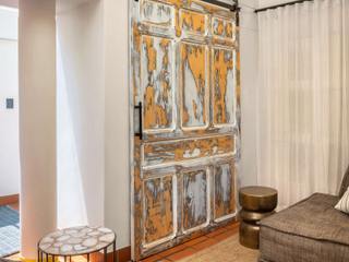 Pyjama lounge media room Deborah Garth Interior Design International (Pty)Ltd Other spaces Solid Wood Multicolored Wood, Interior design, Comfort, Living room, Flooring, Floor, Building, Wall, Hardwood, Ceiling,sliding door,helaldam track,marble,side tables,couches,curtains,voiles,curtain track,hemp rug