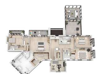 3D Architectural Rendering Pennsylvania , The 2D3D Floor Plan Company The 2D3D Floor Plan Company منزل عائلي كبير