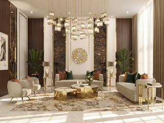 An Awe-Inspiring French Living Room, Castro Lighting Castro Lighting クラシックデザインの リビング