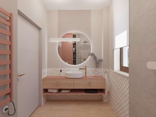 Łazienka w mozaice i brzoskwini, meinDESIGN meinDESIGN Ванная комната в стиле модерн