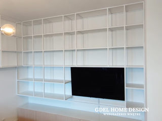Regał biały metalowy GDEL, GDEL HOME DESIGN™ // Grin House Design Sp. z o.o. GDEL HOME DESIGN™ // Grin House Design Sp. z o.o. Scandinavian style living room