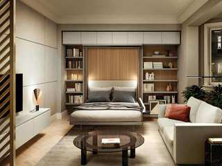 Multifunktionales Wohnzimmer mit Schrankbett, Livarea Livarea Minimalist living room