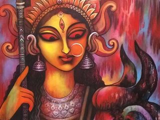 Take this Devotional painting of devi "Durga" by Artist Prabal Roy, Indian Art Ideas Indian Art Ideas Dom wielorodzinny