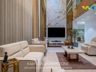 Contemporary style in Neutral Shades interior designing, KAMS DESIGNER ZONE KAMS DESIGNER ZONE クラシックデザインの リビング