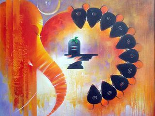 Buy the amazing painting "Atmalingam" by Artist Vijay Nyalpelly, Indian Art Ideas Indian Art Ideas Habitações multifamiliares
