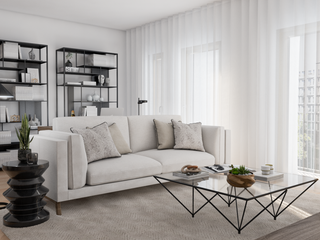 Apartamento NOIR - Sala R.E. (Decoração), NURE Interiores NURE Interiores Modern living room