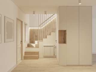 Antes e Depois, Inlighted® Inlighted® Couloir, entrée, escaliers minimalistes