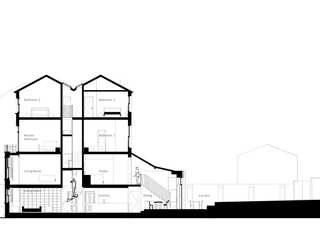 The House of Garnett Resonant Architecture Villa Building, Rectangle, Slope, House, Font, Parallel, Plan, Facade, Diagram, Drawing