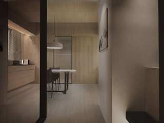 永和．H宅．染色栗木+大理石薄板+瓷釉板．30P, 墨澗設計 墨澗設計 Modern living room