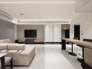 Fun宅 | 柔和的線條 沉靜自適的現代風格, 有隅空間規劃所 有隅空間規劃所 Modern living room