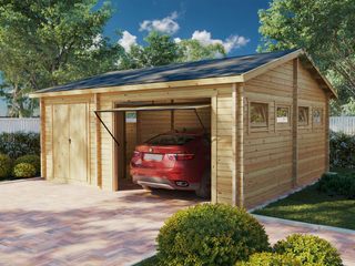 Wooden Garage with Storage Room / Model Q / 70mm / 6 x 6.5m, Summerhouse24 Summerhouse24 Prefabricated Garage