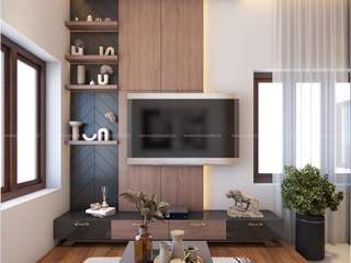 Stunning living space interior design, Monnaie Interiors Pvt Ltd Monnaie Interiors Pvt Ltd غرفة المعيشة