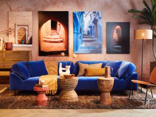Farbtrends im Blick Art Heroes Moderne Wohnzimmer Möbel, Couch, Bilderrahmen, Anlage, Tisch, Gebäude, Azurblau, Orange, Wohnzimmer, Innenarchitektur