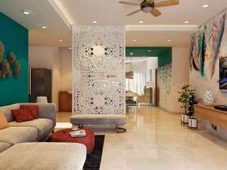 Mr. Manish Flat At Hyderabad. ( Modern Vibrant) , Rhythm And Emphasis Design Studio Rhythm And Emphasis Design Studio Apartment