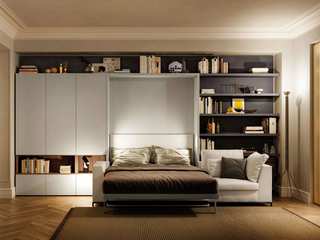 Exklusives Wohnzimmer mit Multifunktionsmöbel, Livarea Livarea Phòng khách phong cách tối giản