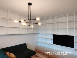 Regał biały metalowy GDEL, GDEL HOME DESIGN™ // Grin House Design Sp. z o.o. GDEL HOME DESIGN™ // Grin House Design Sp. z o.o. Salones de estilo escandinavo