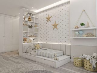 Quarto de Criança NURE Interiores Girls Bedroom criança, bebé, quarto de bebé, neutro, moderno, tons neutros, amarelo, decoração, branco, taupe, bege, confortável, conforto, minimalista, aconchegante, amoroso