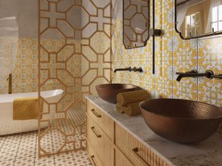 Moroccan oasis: Modern style with copper accents, Cerames Cerames Casas de banho